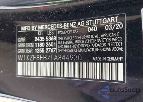 2020 Mercedes-Benz E 350 4Matic from USA, damaged, VIN W1KZF8EB7LA844930